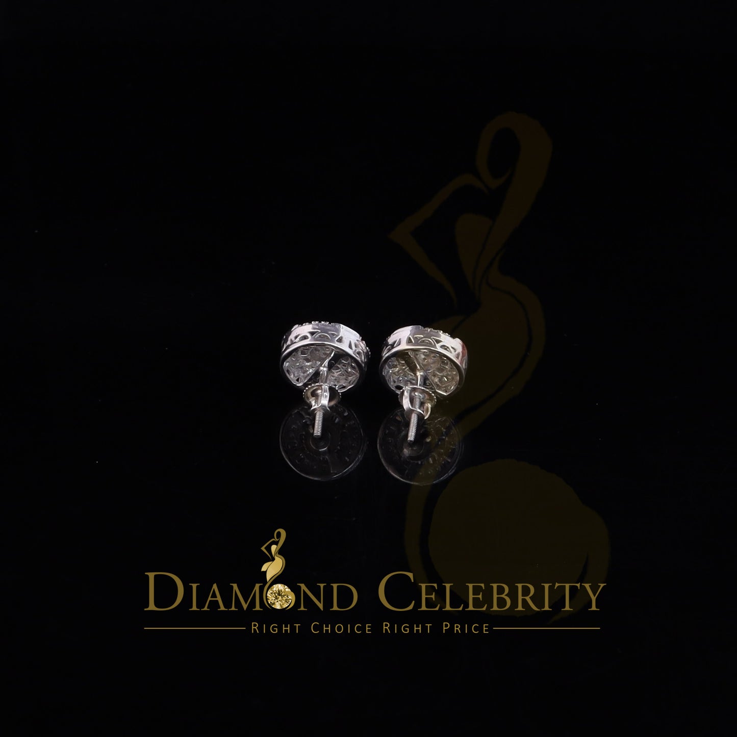 DiamondCelebritees 925 Sterling White Silver 1.68ct Cubic Zirconia Round Women's Stud Earrings