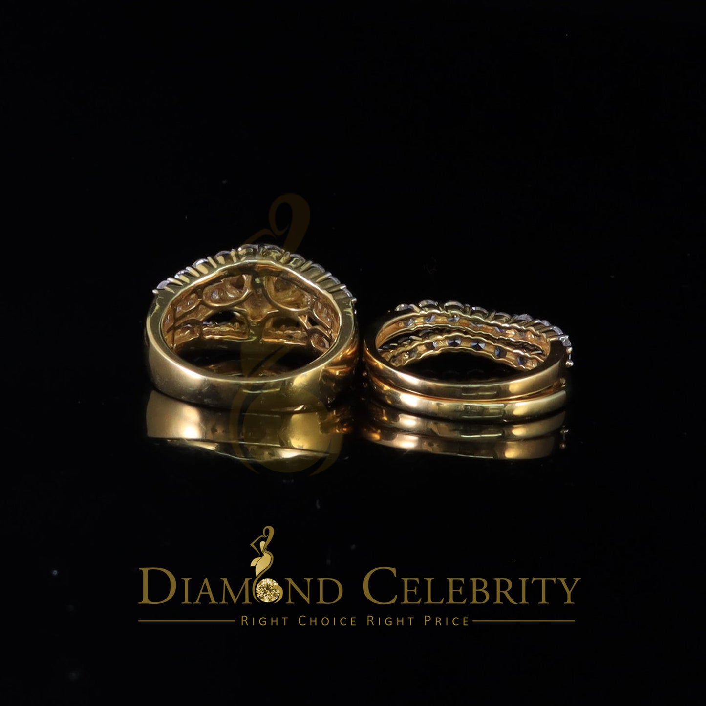 DiamondCelebritees 925 Sterling Silver 8.50ct Cubic Zirconia Piece Trio Yellow Womens Ring Size 9