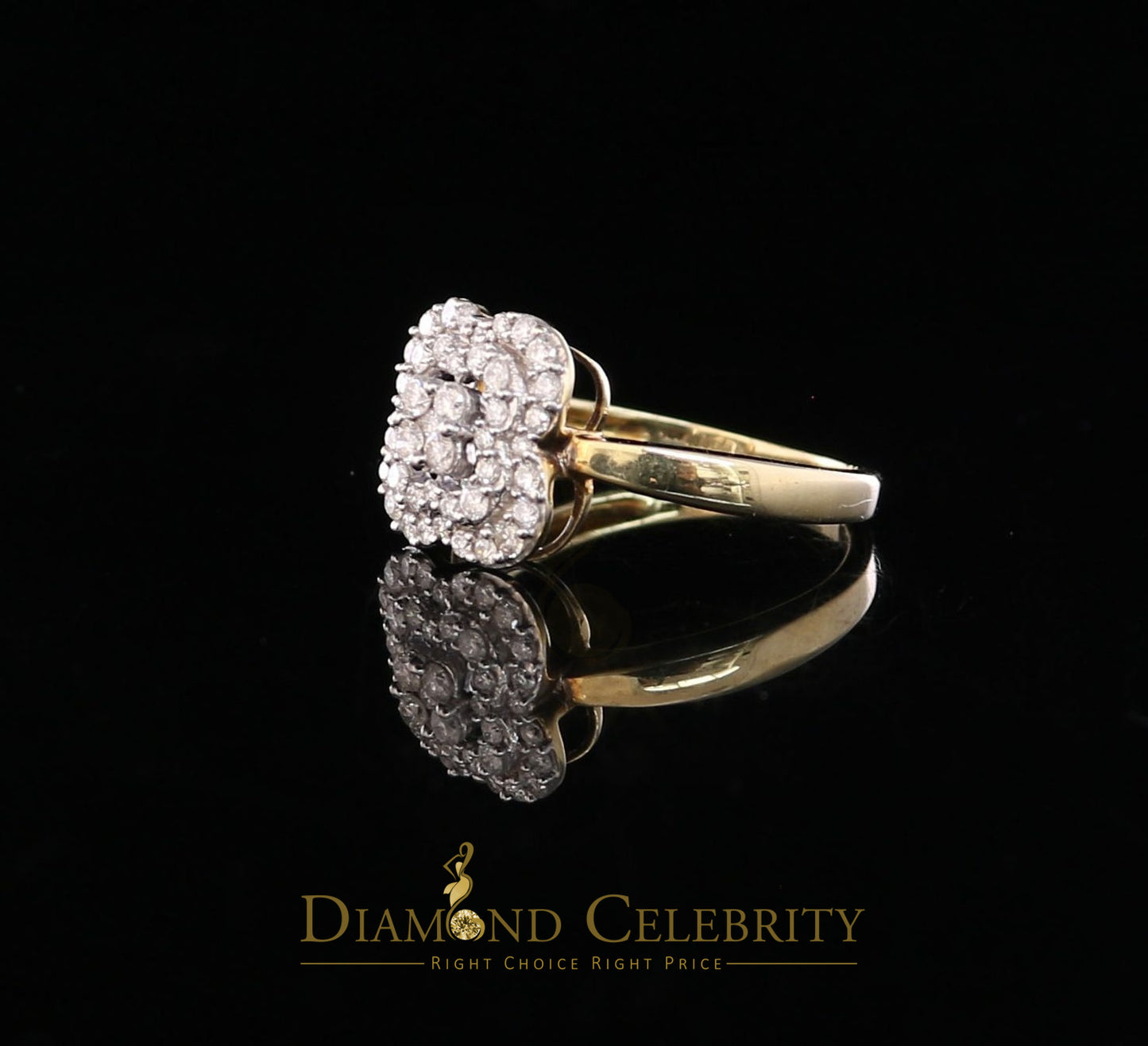 DiamondCelebritees Real 10kt Yellow Gold with 0.50CT Real Diamond ROSE PETAL Shape Womens Ring 6.5