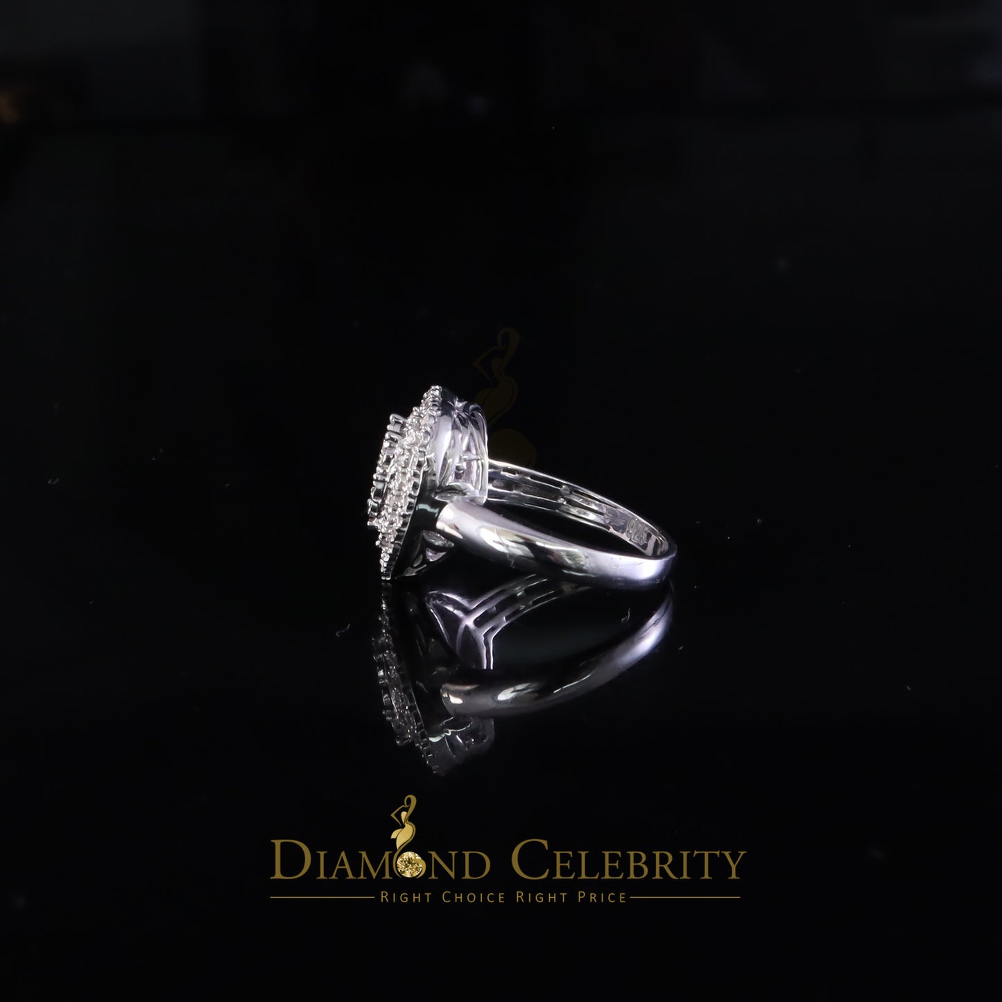 DiamondCelebritees New Puffy Heart Ring SZ 7 Real Diamond 0.25ct White 925 Sterling Silver Womens