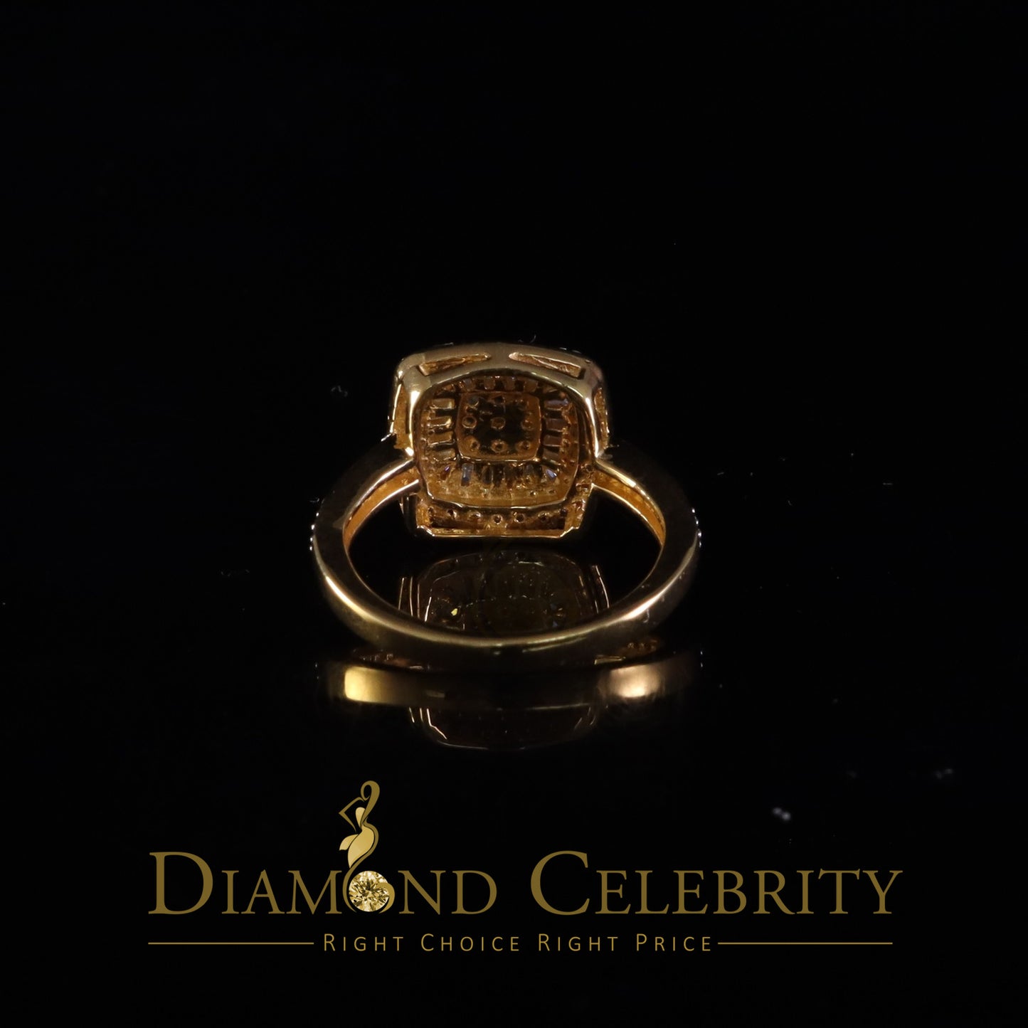 DiamondCelebritees Womens 925 Sterling Yellow Silver 1.00ct VVS 'D' Moissanite Square Rings Size 7
