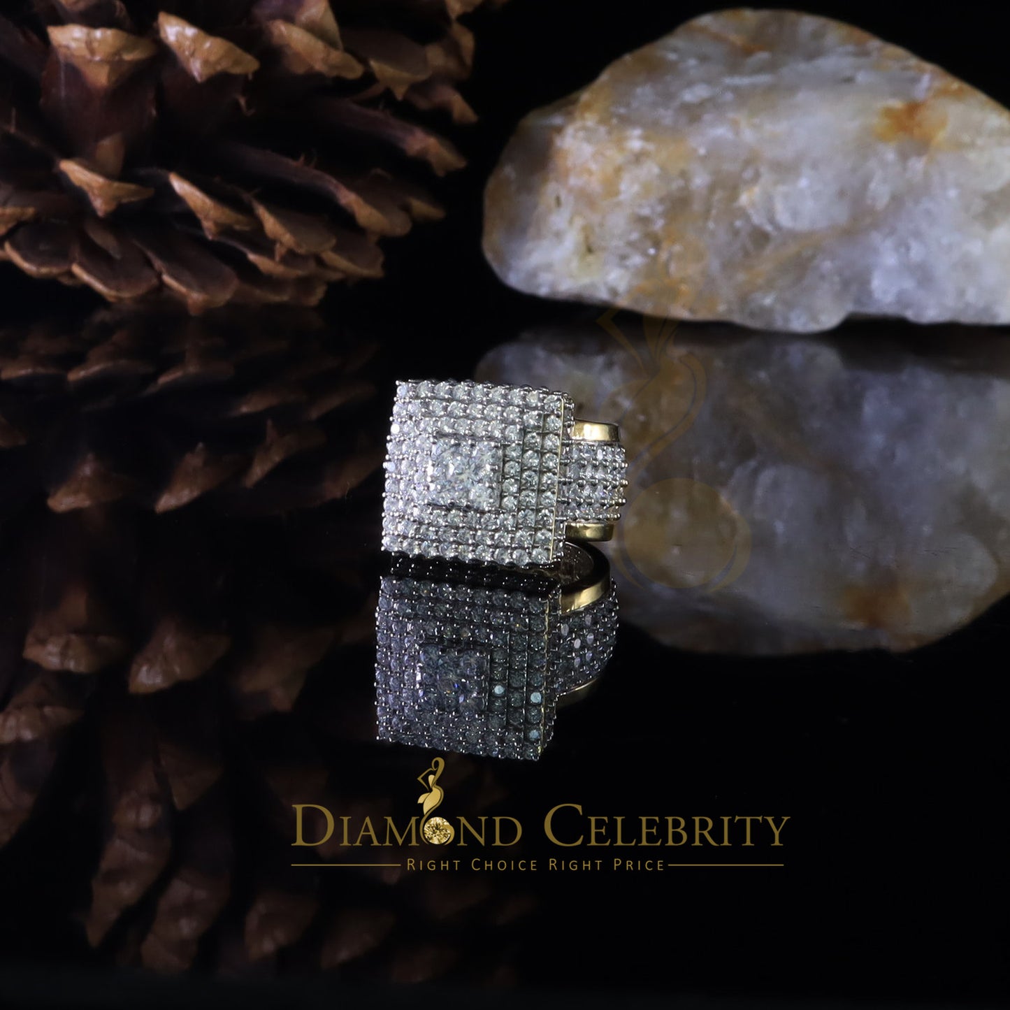 DiamondCelebritees 925 Sterling Yellow Silver 14.0ct Cubic Zirconia Square Womens Gifts Ring Size 8