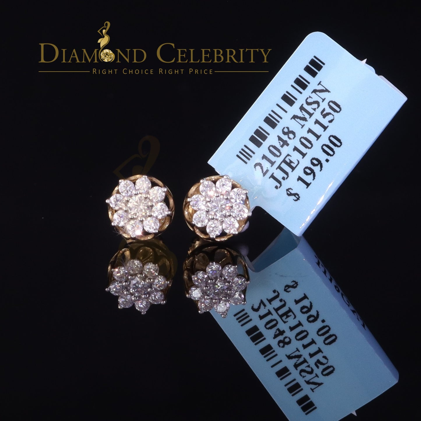 DiamondCelebritees 925 Silver Yellow 0.50ct VVS 'D' Moissanite Round Stud Earrings Men's/Womens