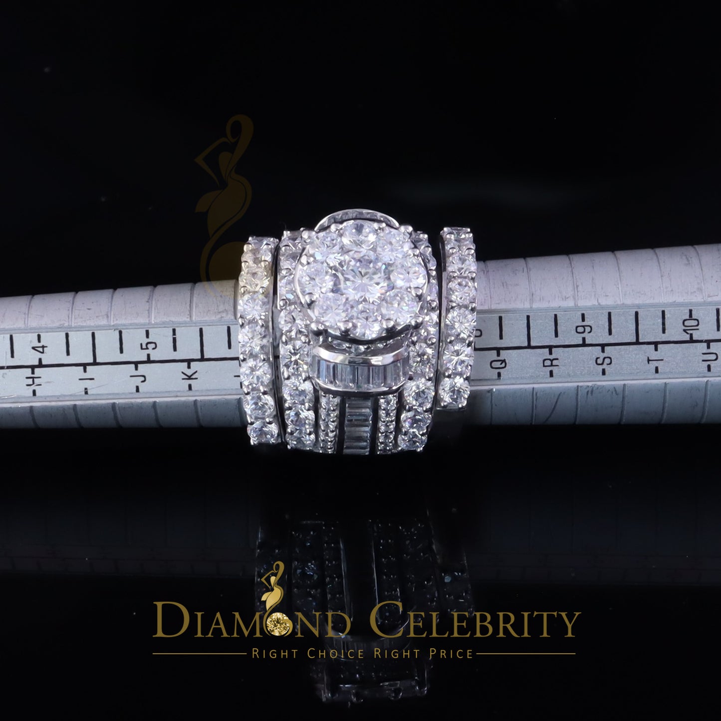 DiamondCelebritees Sterling Silver Round Cubic Zirconia 11.48ct Wedding White Womens Ring SIZE 7