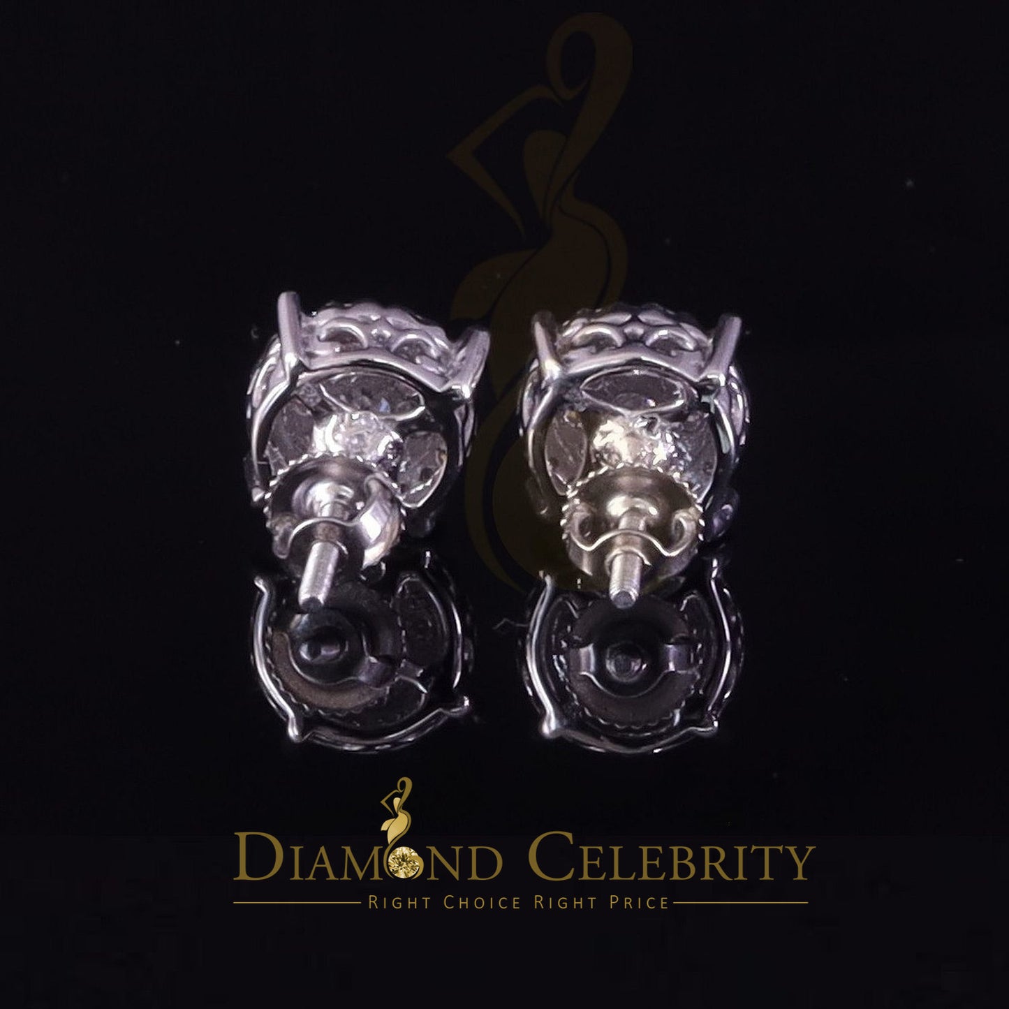 Diamondcelebritees Men's/Womens 925 Silver White 0.50ct VVS 'D' Moissanite Round Stud Earrings