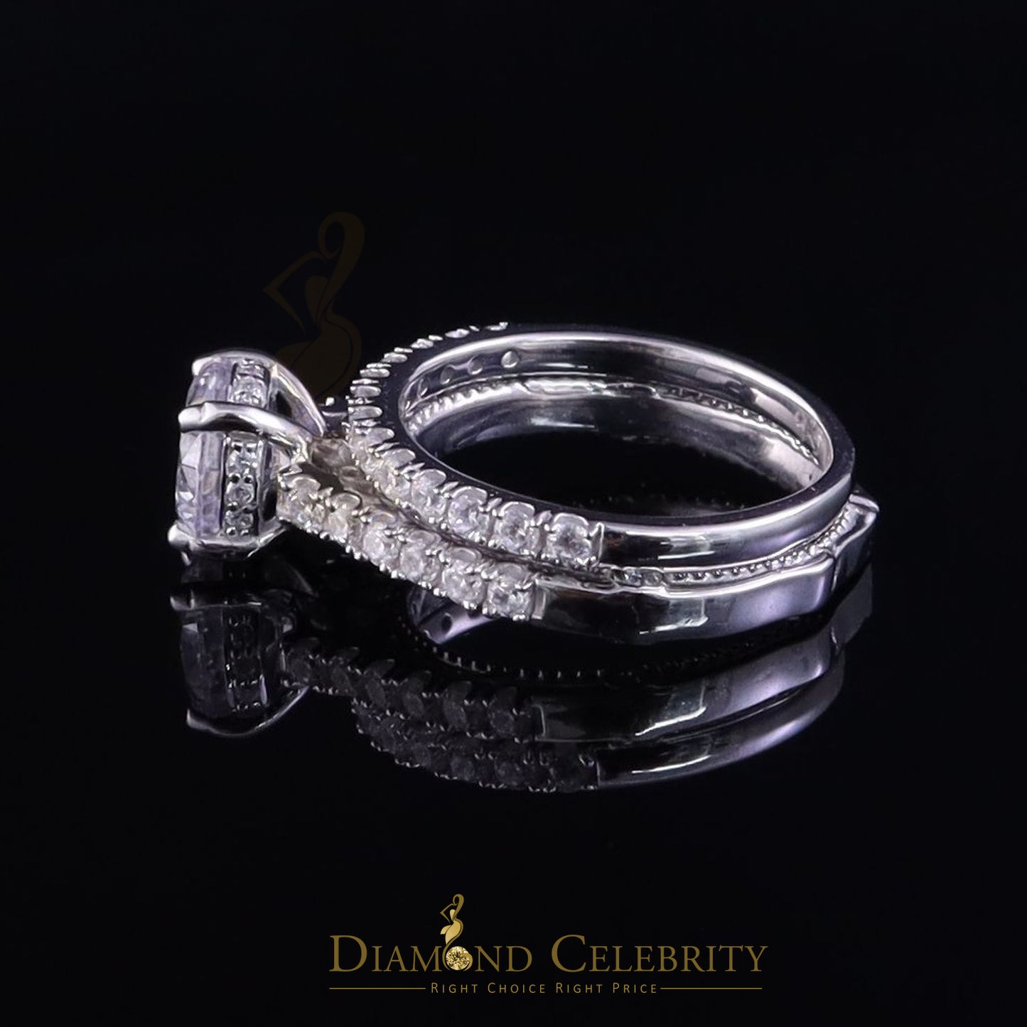 DiamondCelebritees 4.29ct White Cubic Zirconia 925 Sterling Silver Bridal Fashion Womens Ring SZ 7