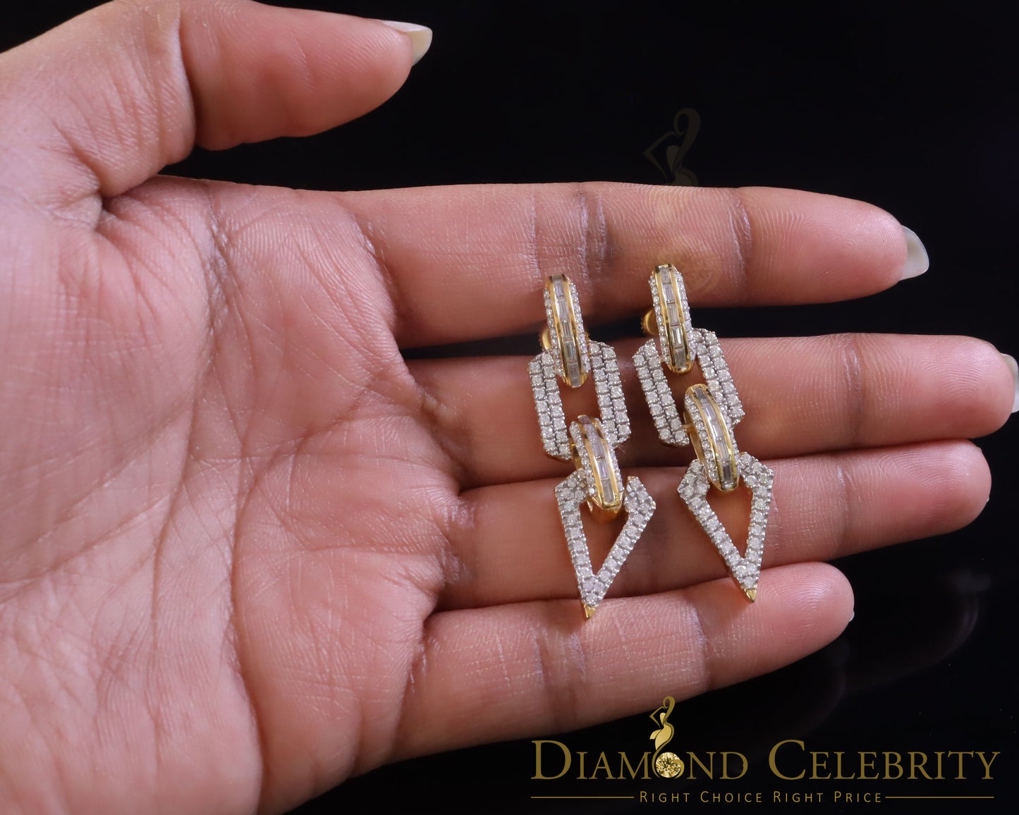 Diamondcelebritess New 925 Silver Yellow 2.00 CT VVS 'D' Moissanite Womens Bugget Dangling Earrings