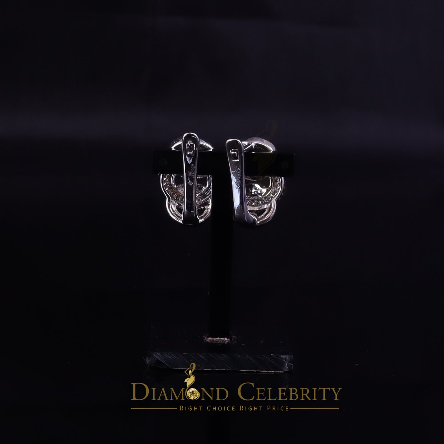 DiamondCelebritees 1.00ct Men hip hop white Gold 925 Sterling Silver Iced 3 row Huggie Hoop Earring