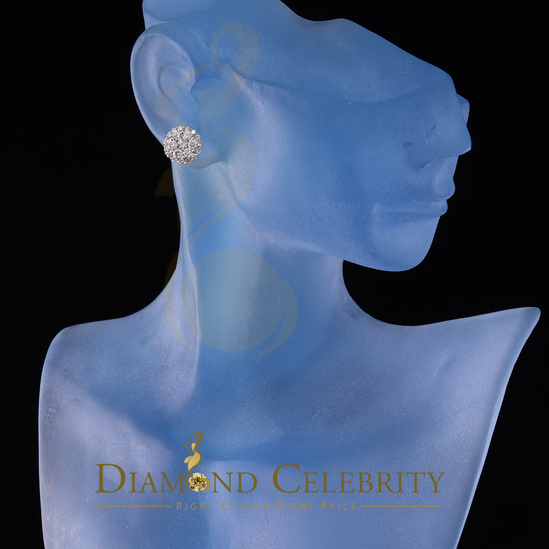 DiamondCelebritees 10K Real Yellow Gold w/Real 1.33 CT Diamond Men's/Women's Stud Earring