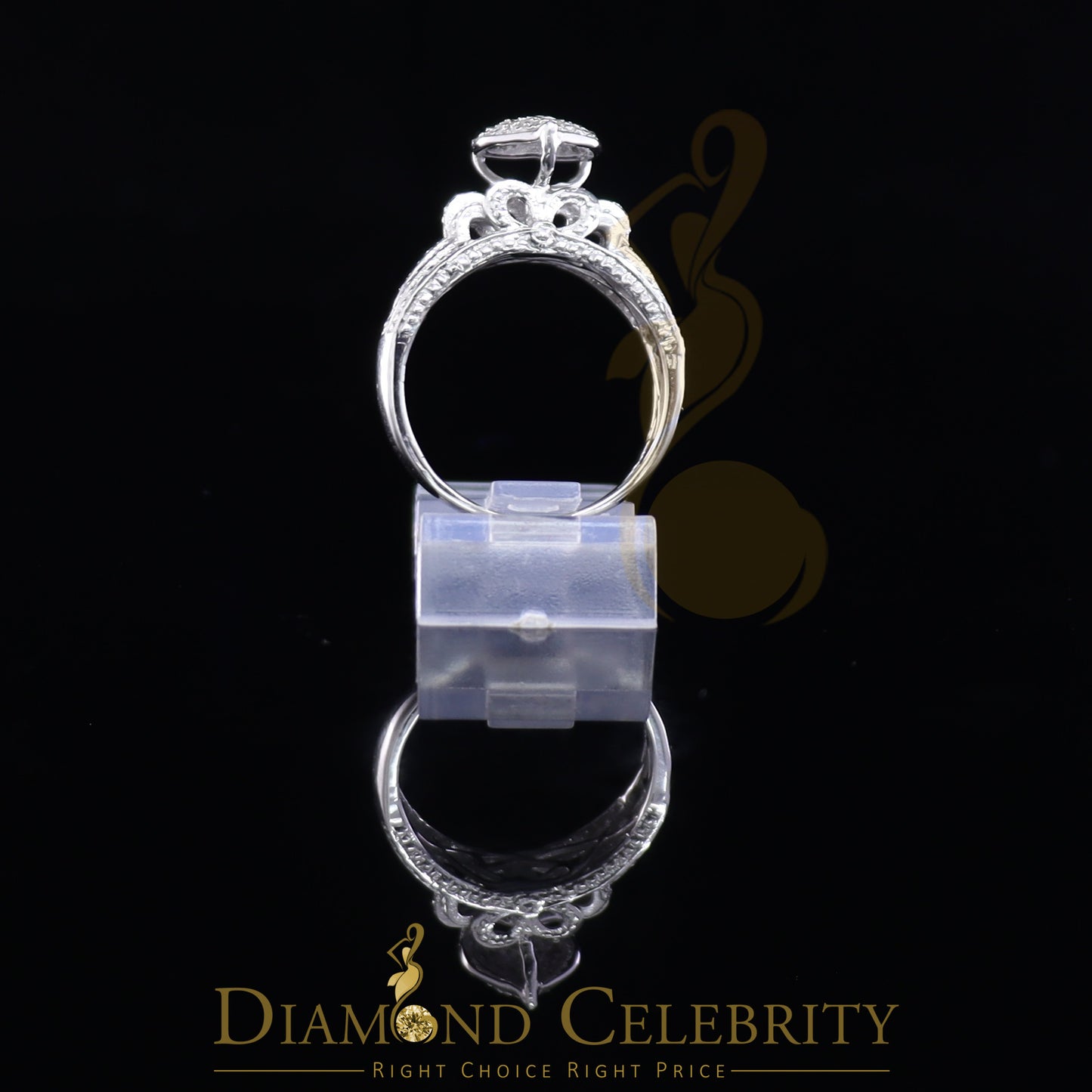 DiamondCelebritees Heart Ring SZ 7 0.10CT Real Diamond 925 Sterling White Silver Engagement Womens