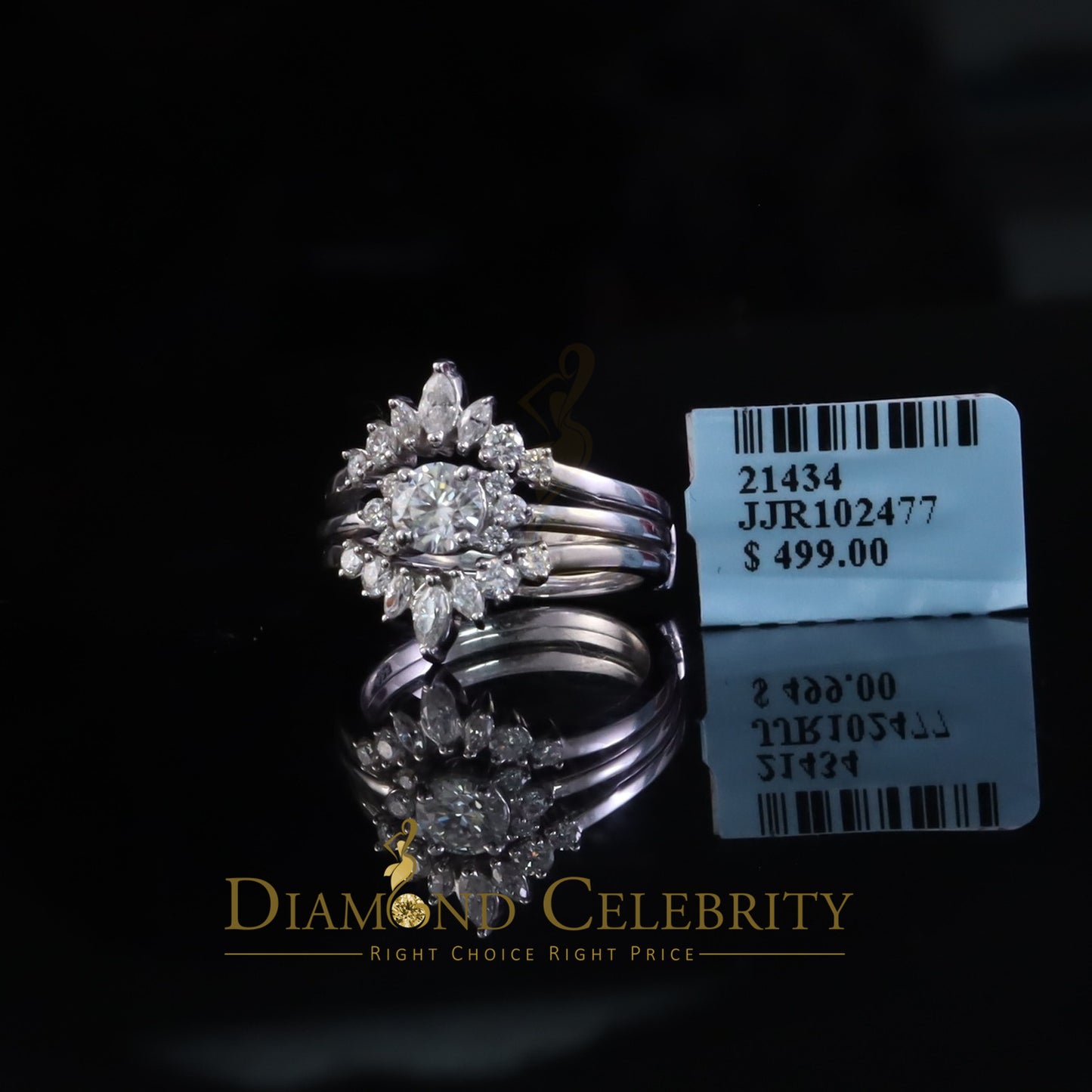DiamondCelebritees Women 925 Silver White 1.25ct VVS D Solitaire Moissanite Bridal Insert Ring SZ 7