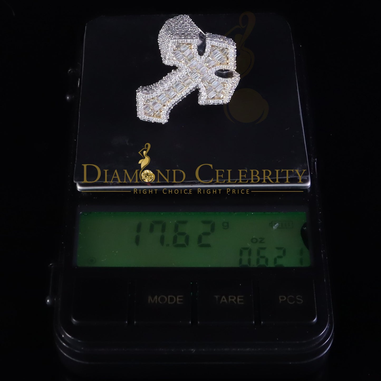 DiamondCelebritees White Cross Men's Baguette 925 Sterling Silver 6ct VVS D Moissanite Rings SZ 10