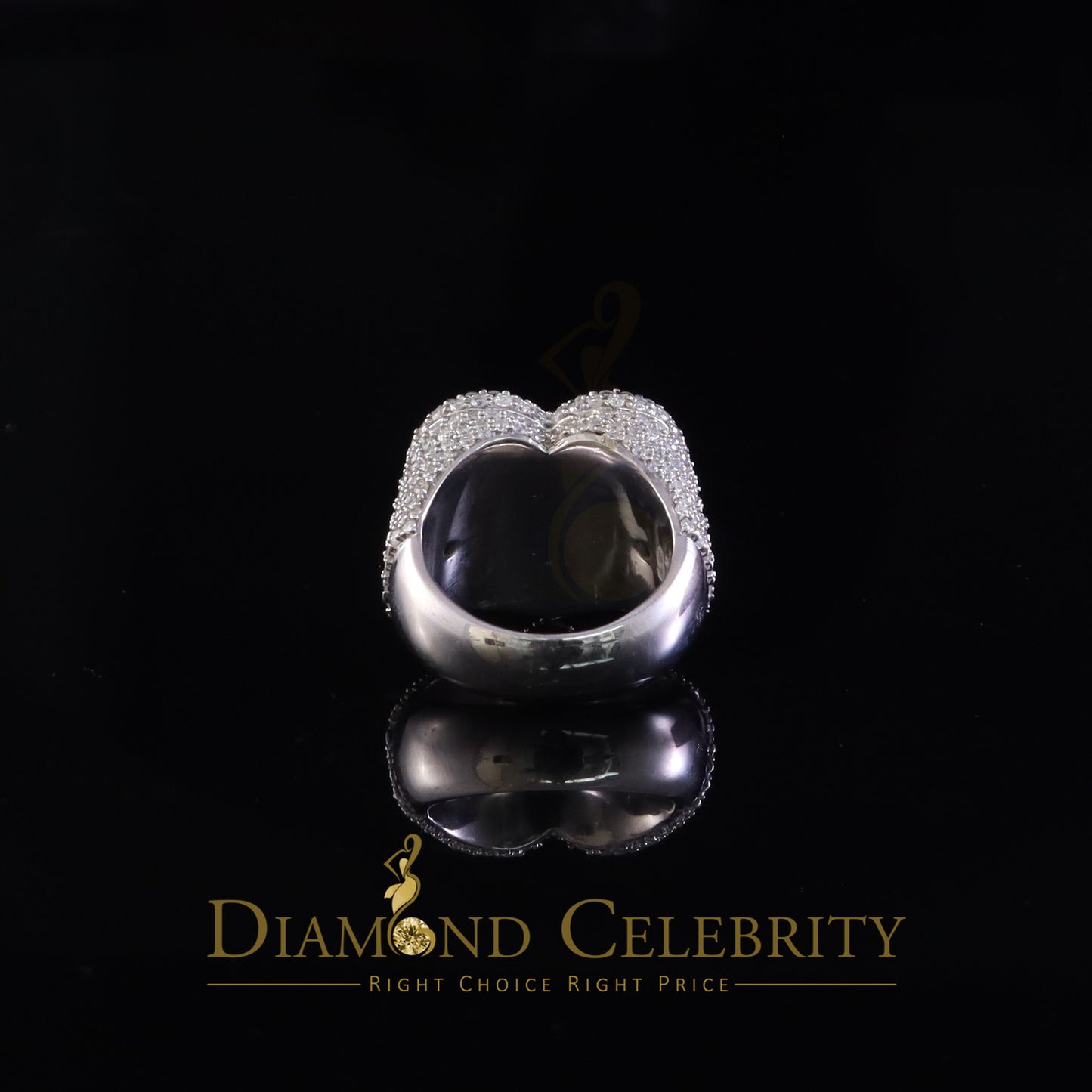 DiamondCelebritees Men's Heart Rings Size 10 White 925 Silver 7.00ct VVS 'D' Moissanite Stone