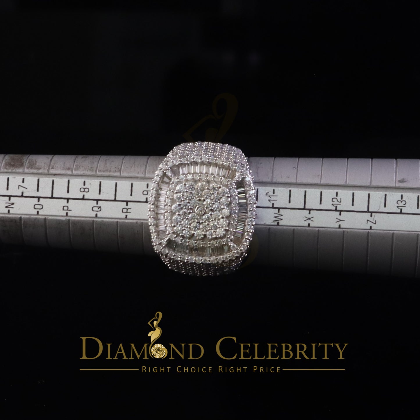 DiamondCelebritees 925 White Silver 6.50ct VVS 'D' Moissanite Men's for Square Rings Size 10
