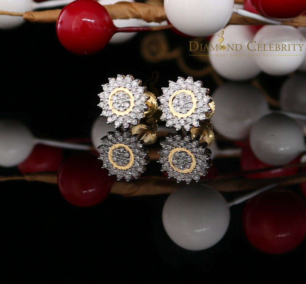 DiamondCelebritees10K Real Yellow Gold with 0.35CT Real Diamond Men's/Women's Stud Earrings