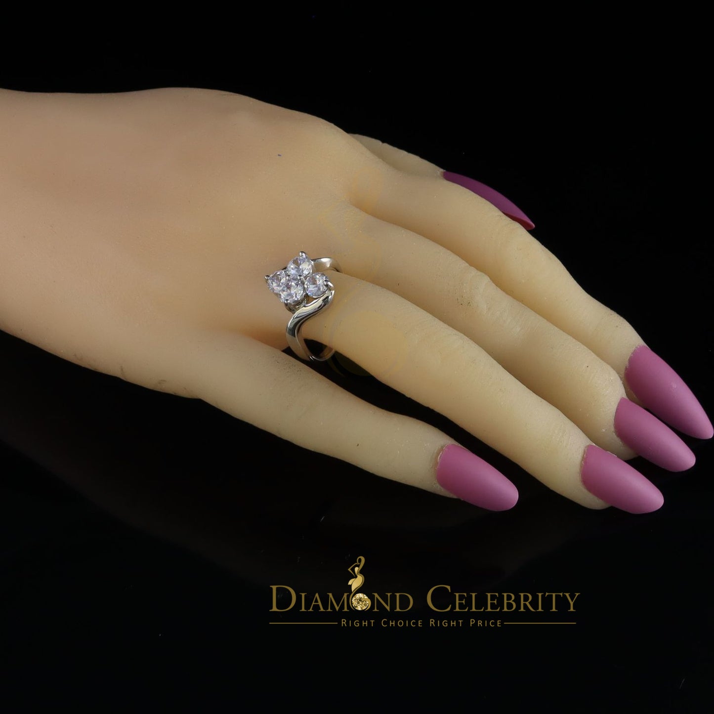 DiamondCelebritees 925 White Silver 1.25ct Cubic Zirconia 4 Stone Engagement Womens Ring Size 7