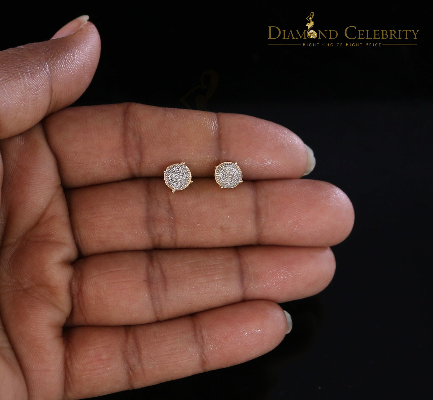 DiamondCelebritees 10K Real Yellow Gold with 0.10CT Real Diamonds stud Earrings Men's/Women's