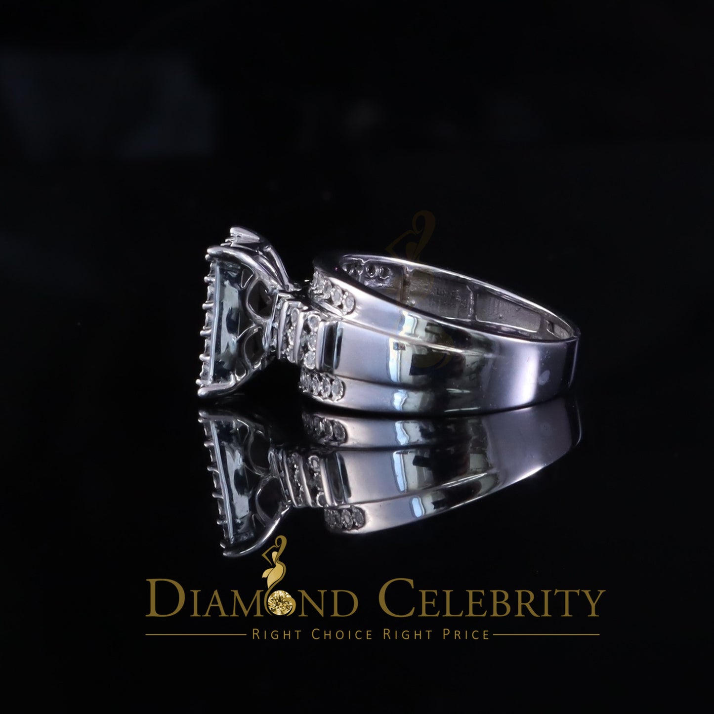 DiamondCelebritees Mirage 0.2ct Diamond Real Cinderella Rectangle 925 Silver White Womens Ring Sz 7