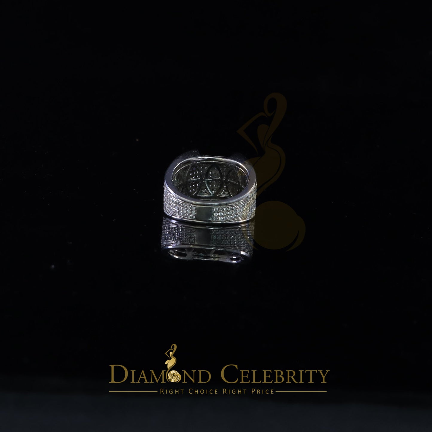 DiamondCelebritees Sterling 925 White Silver 3.20ct Square Cubic Zirconia Men Ring Size 10