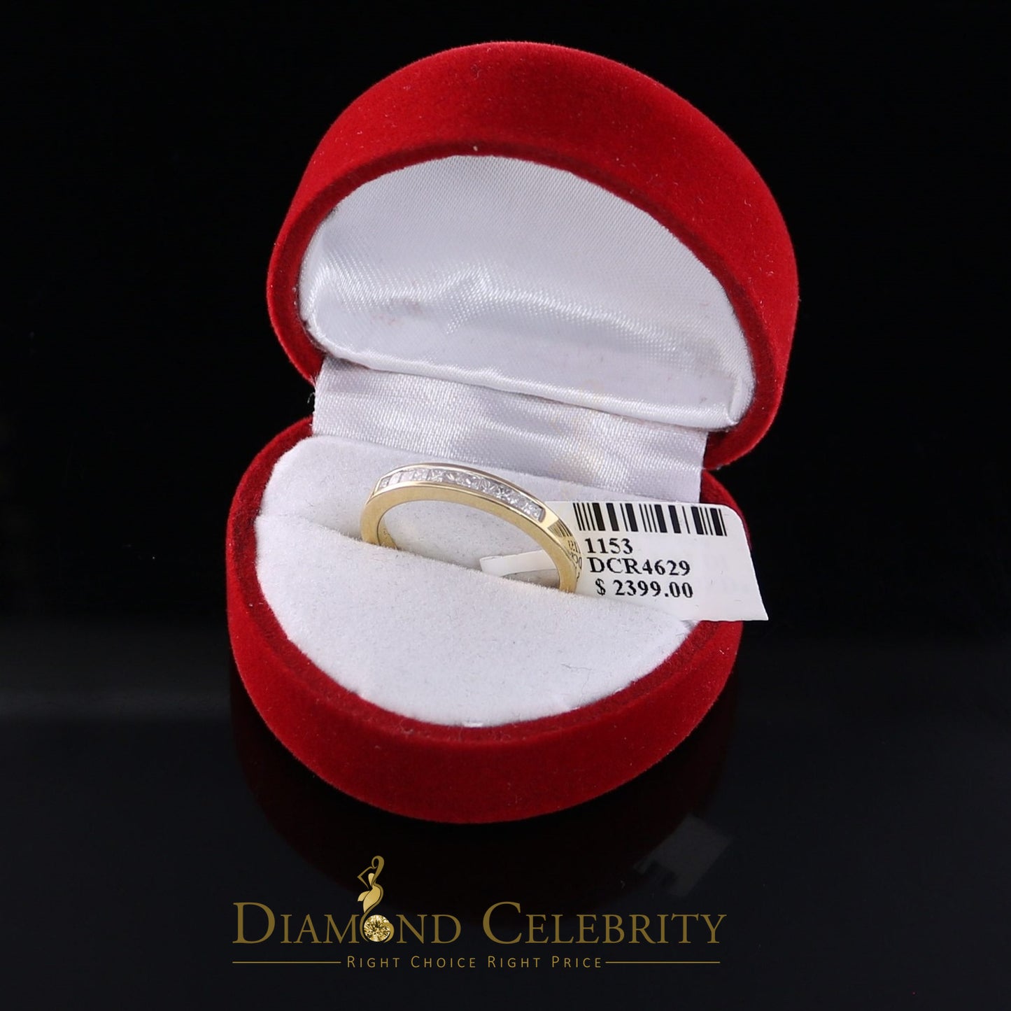 DiamondCelebritees Real 14 kt Yellow Gold with 0.25CT Real Diamond BUGGET BAND Shape Ring Size 6.5