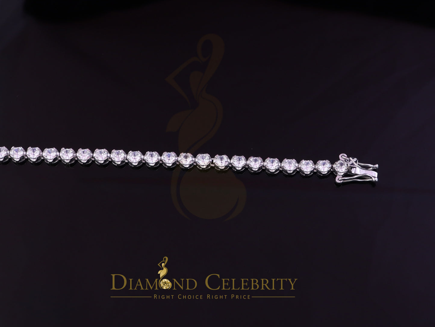 Diamondcelebritees Tennis Bracelet Cubic Zirconia Wdth 8mm Length sz 9inch Sterling Silver He /She