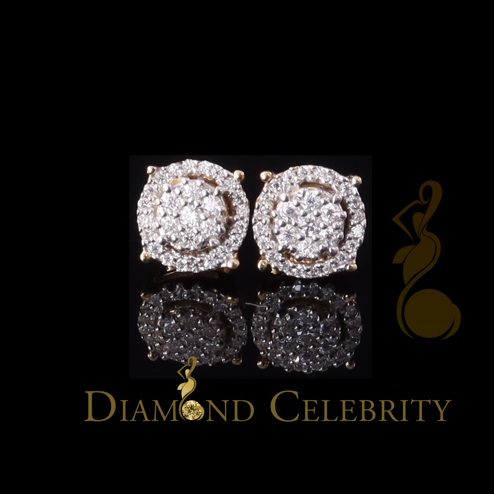 DiamondCelebritees 925 Silver Yellow 0.40ct VVS 'D' Moissanite Round Men's / Womens Stud Earrings