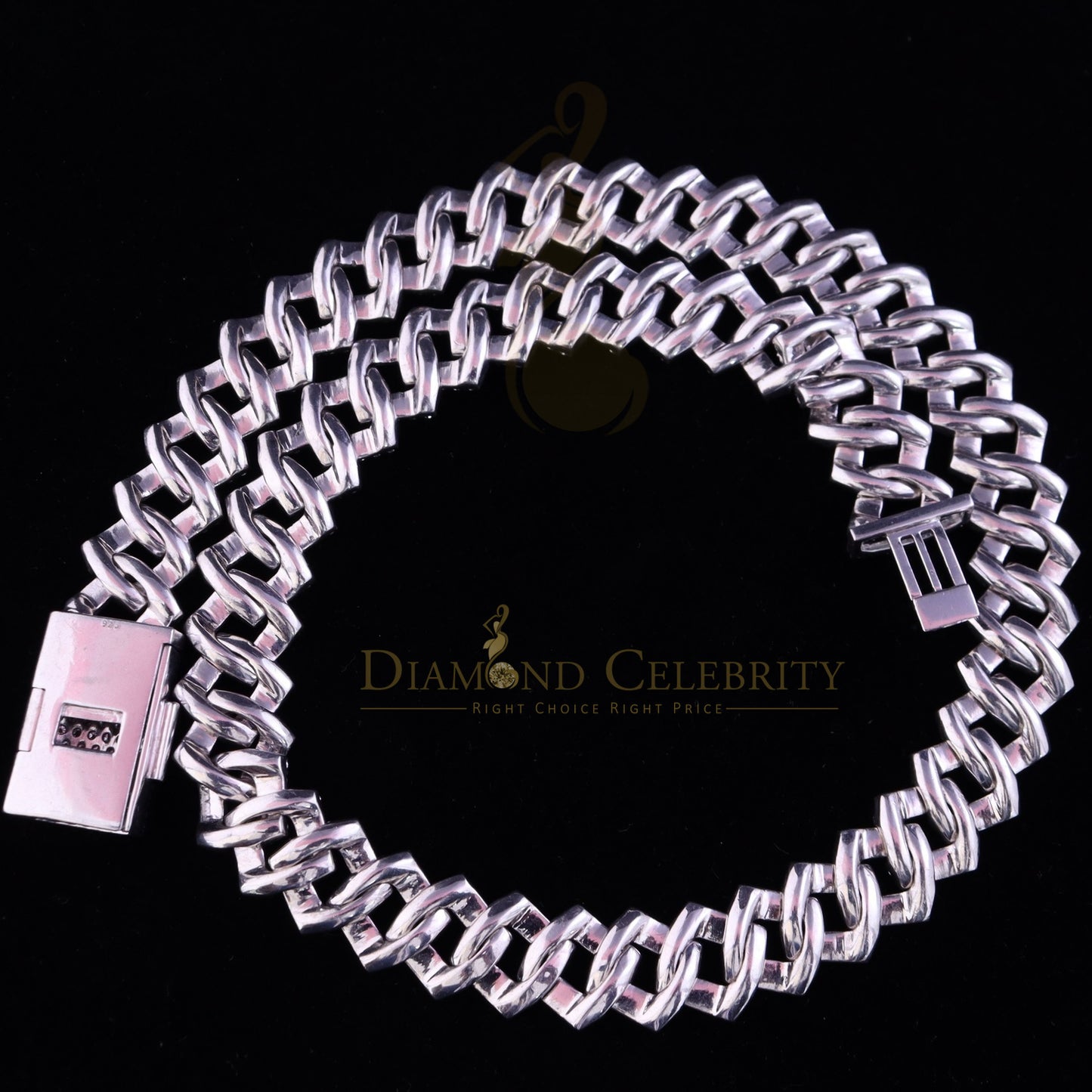 DiamondCelebritees 925 Silver 40ct Moissanite White Men's Cuban Necklace SZ 20inch & 16mm Width