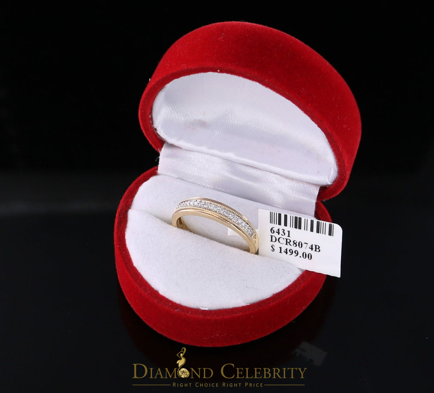 DiamondCelebritees Real 14 kt Yellow Gold and 0.10CT Real Diamond Ring Band Round Shape Ring Size 7