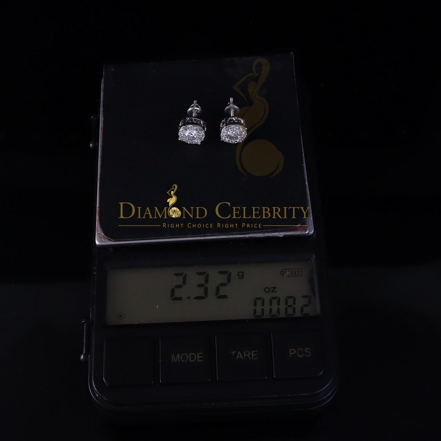 Diamondcelebritees New Women's/Men's 925 Silver White 0.75ct VVS 'D' Moissanite Round Stud Earrings