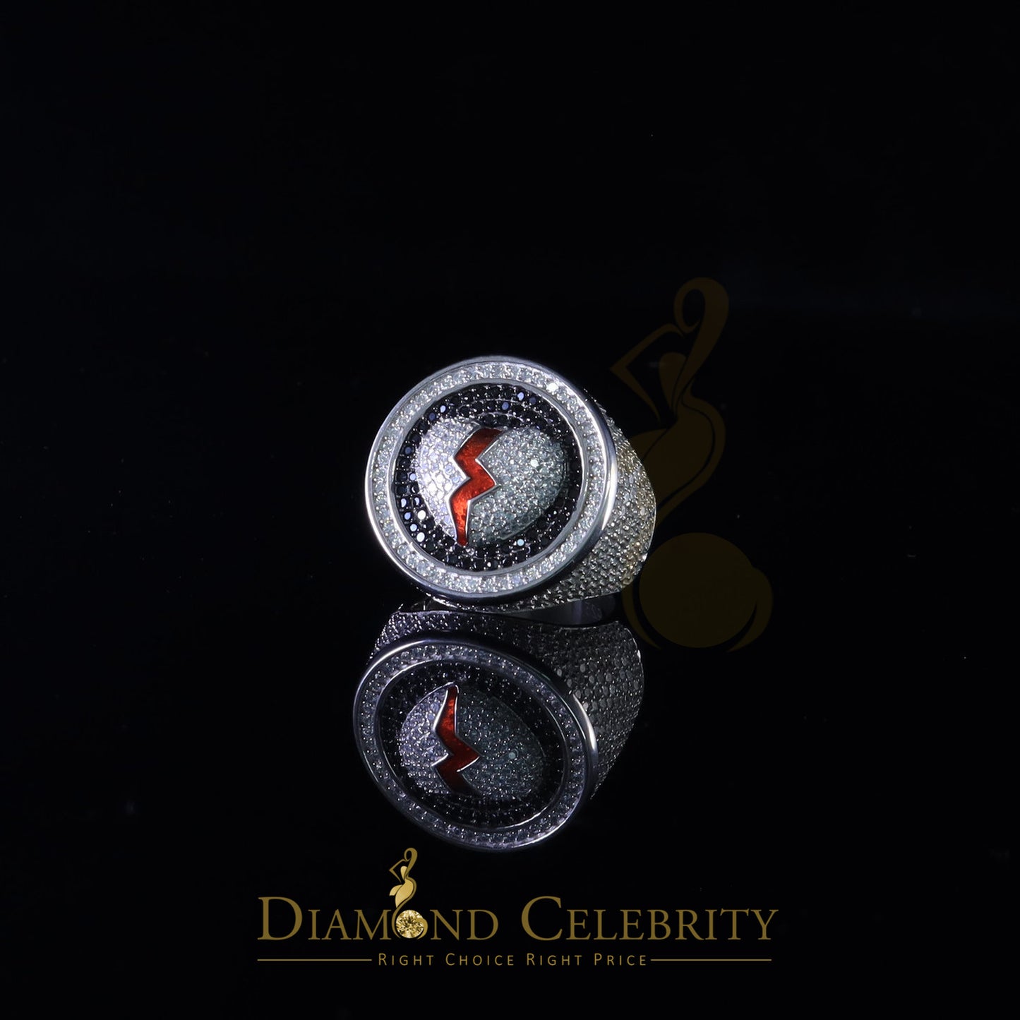 DiamondCelebritees 11.64ct Cubic Zirconia White silver Broken Heart Band Cocktail Ring Size 10.5