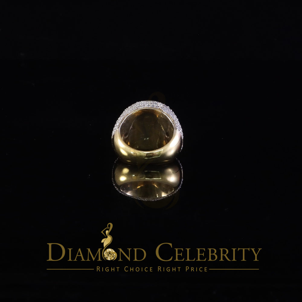 DiamondCelebritees Yellow 925 Silver 6.00ct VVS 'D' Moissanite Stone Round Rings Size 10 Men's
