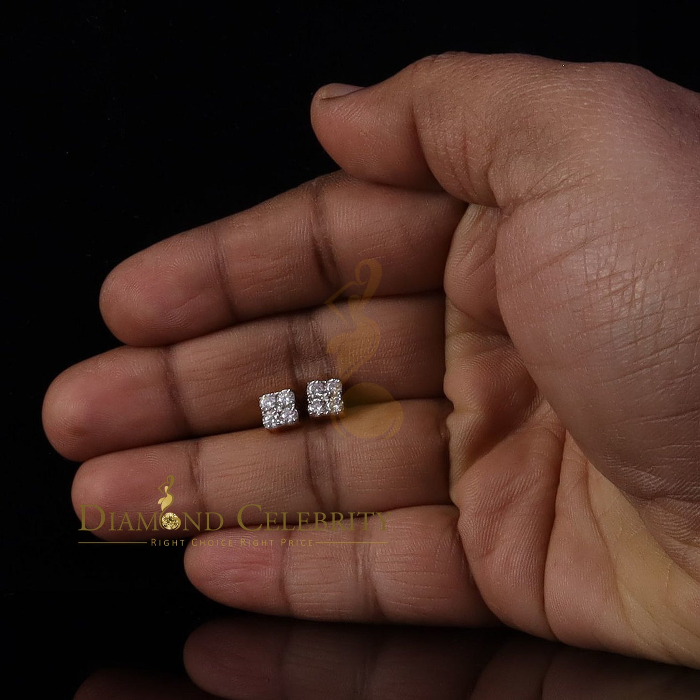 DiamondCelebritees Men's/Women's 1.00ct VVS 'D' Moissanite 925 Silver Yellow 4 Stone Stud Earrings