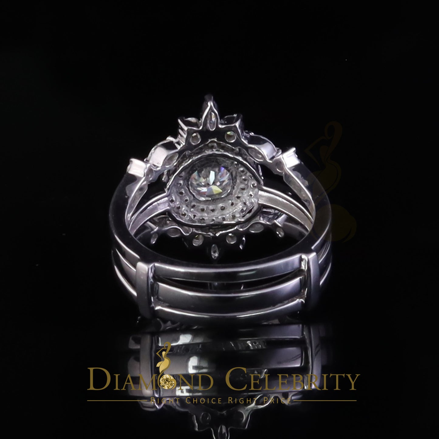 DiamondCelebritees 925 Silver Moissanite White Enhancer Round 1.66ct Wrap Insert Ring Sz7 For Women