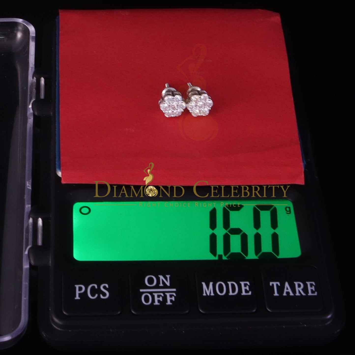 Diamondcelebritees 925 Silver White 1.00ct VVS 'D' Moissanite Floral Stud Earrings Men's/Womens