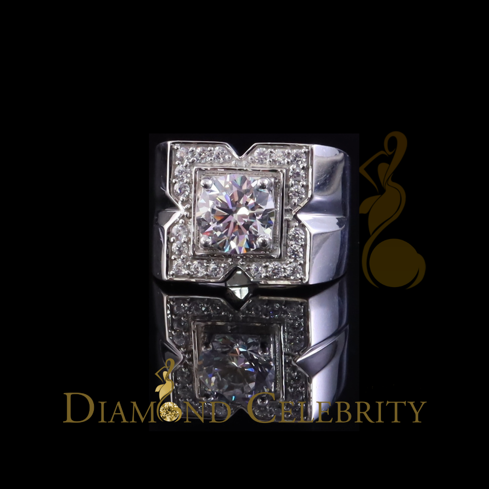 DiamondCelebritees 4.50ct Cubic Zirconia White 925 Silver Men's Adjustable Ring SZ From 9 to 11
