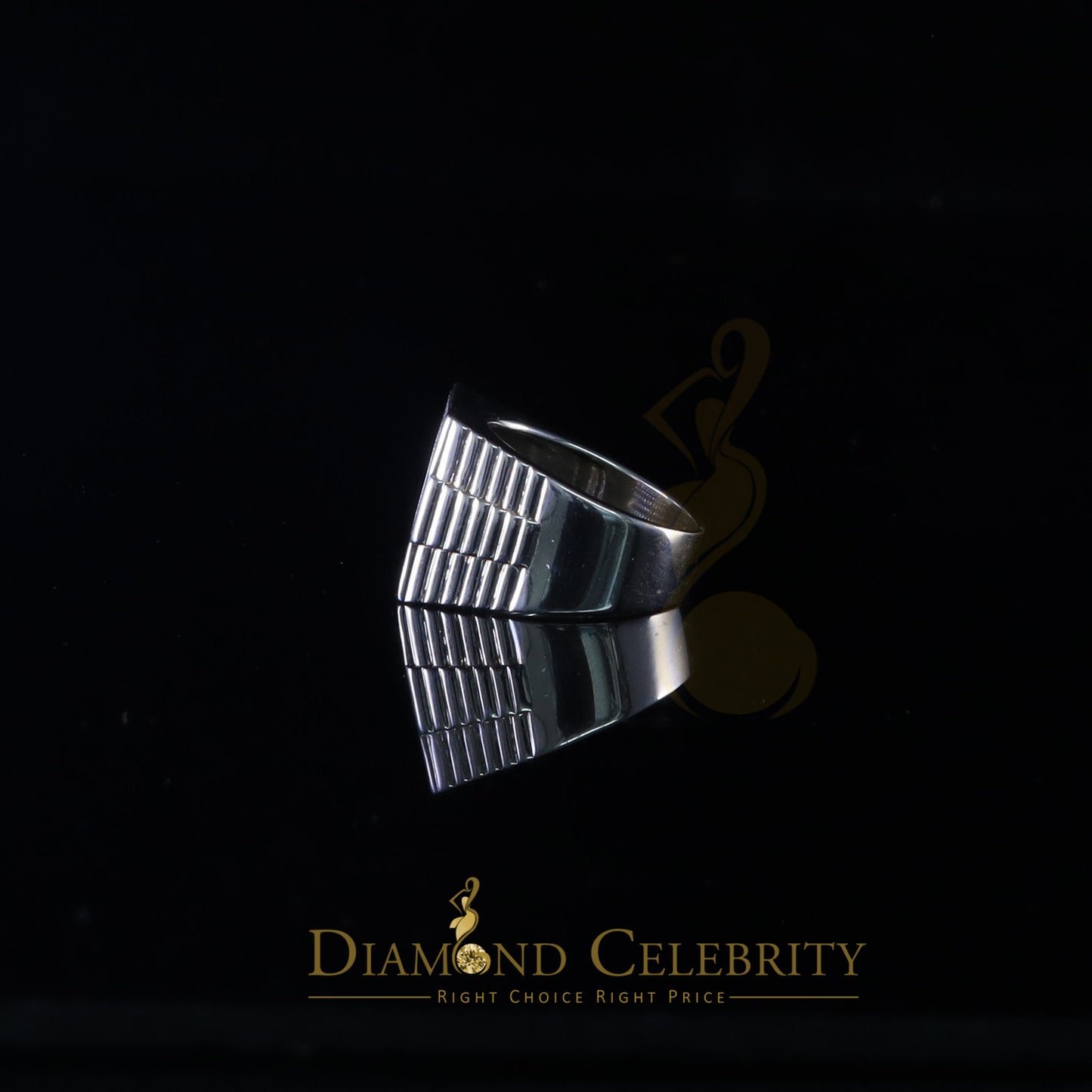DiamondCelebritees 925 Silver White 1.70ct Cubic Zirconia Wide Square Cocktail Men's Ring Size 10