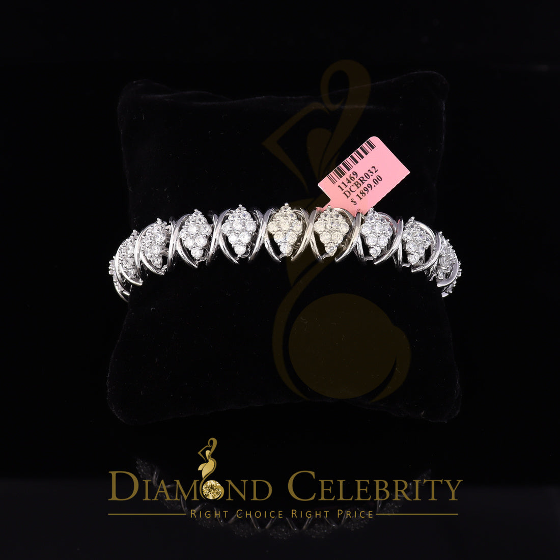 Diamondcelebritees White 925 Sterling Silver Women's Bracelet 23.0ct Cubic Zirconia Stone SZ 8 Inch