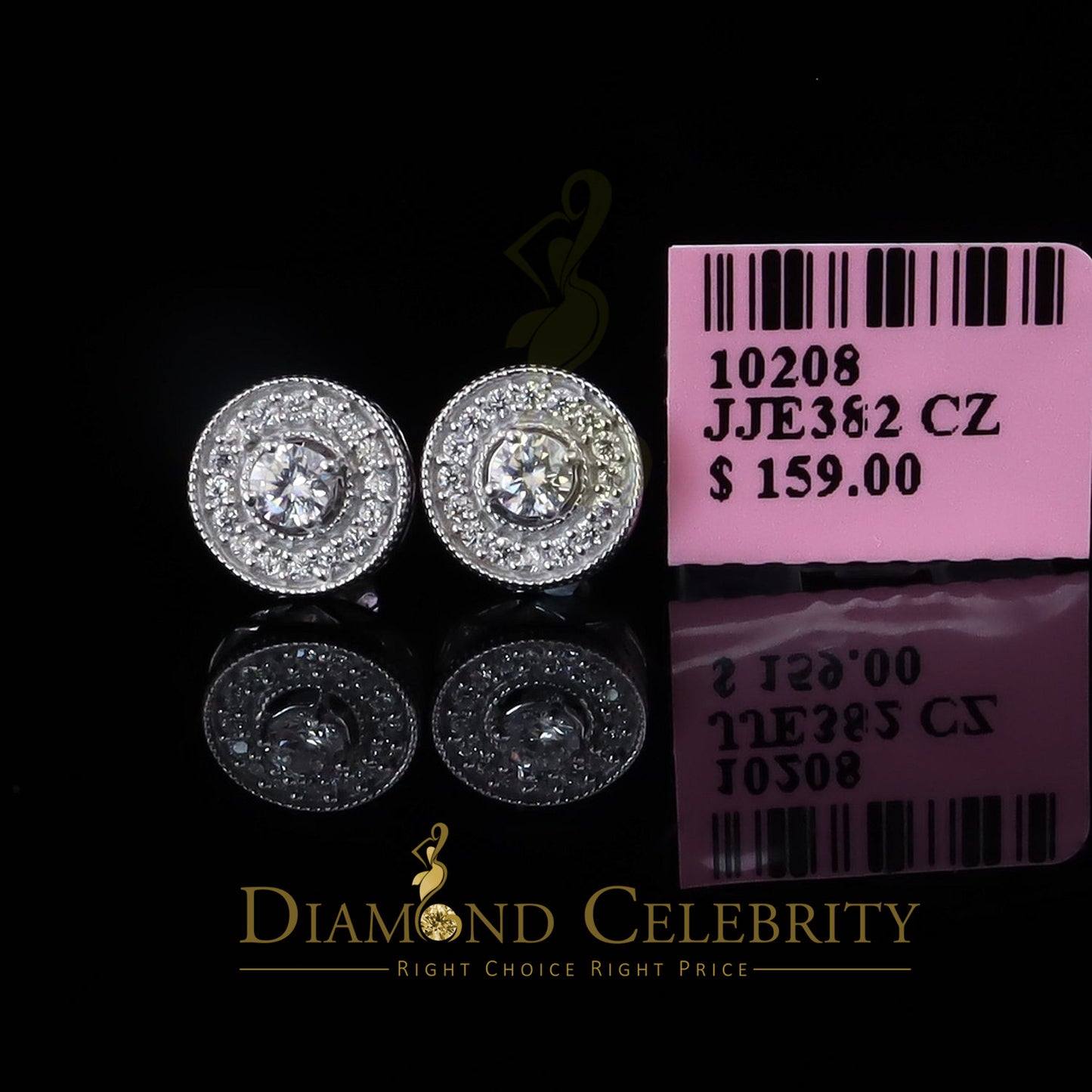 DiamondCelebritees White 0.82ct Sterling Silver 925 Cubic Zirconia Women's Hip Hop Round Earrings