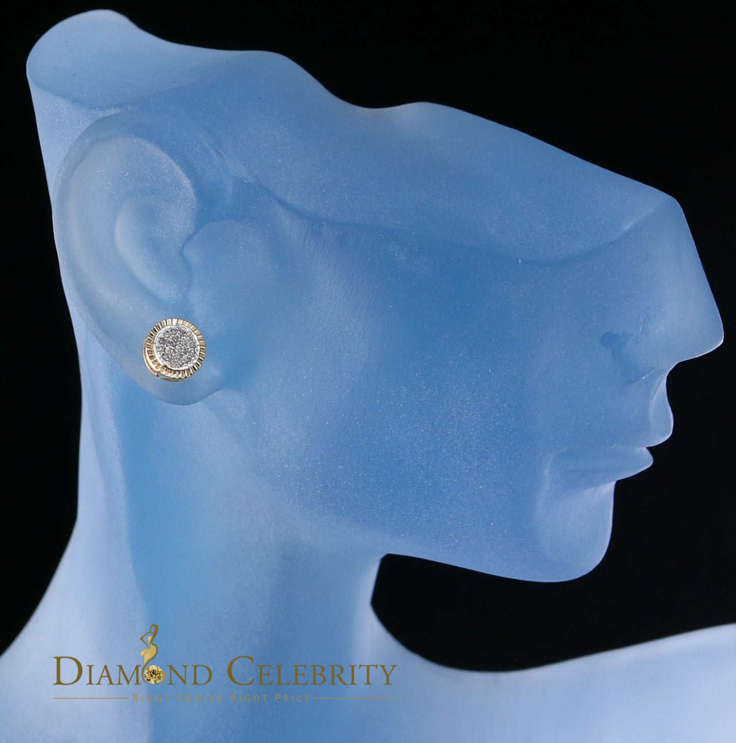 DiamondCelebriteesReal 10k Yellow Gold with Real 0.12CT Diamonds Stud Earrings For Women And Men