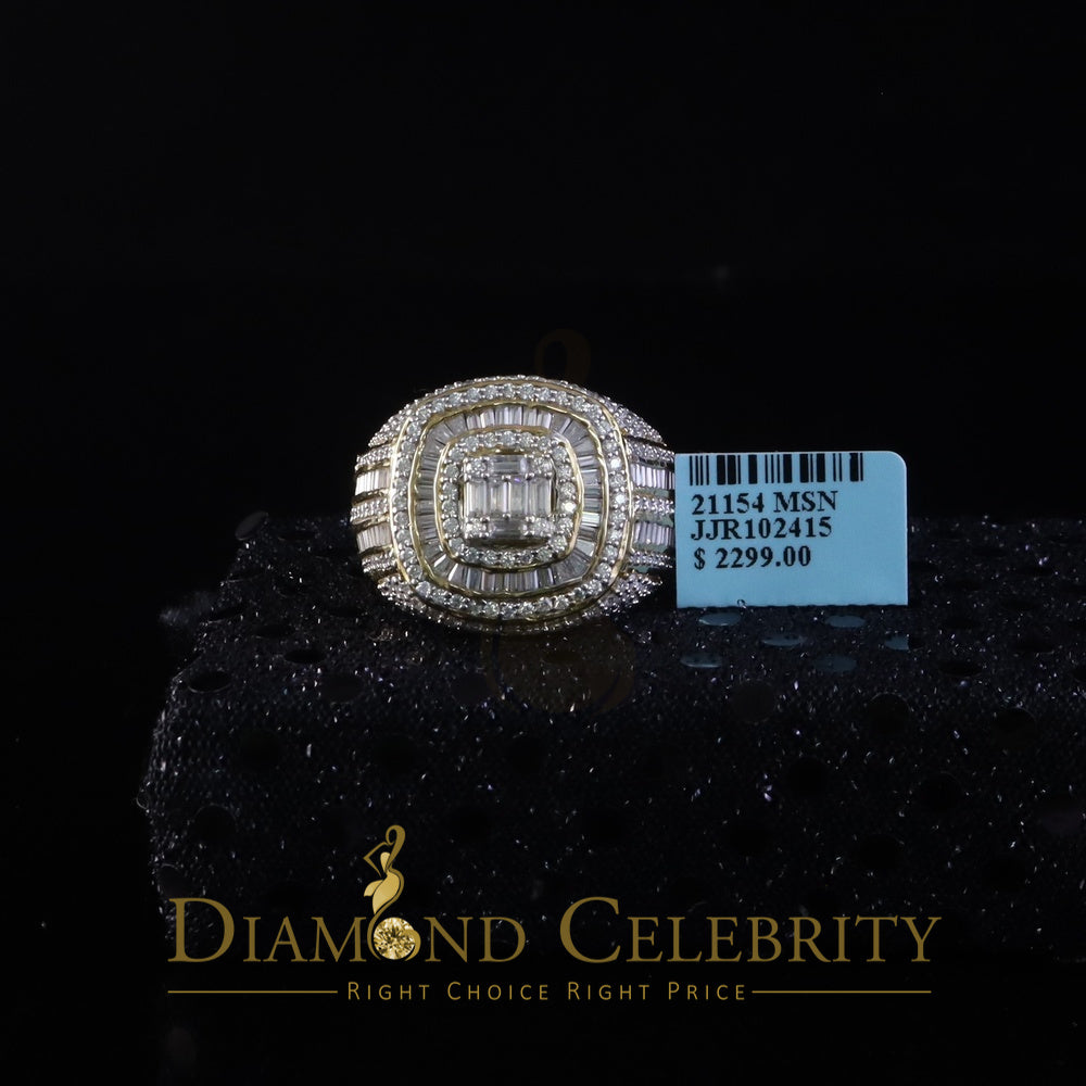 DiamondCelebritees Men's 925 Sterling Silver 5.50ct VVS 'D' Moissanite Yellow Round Rings Size 10