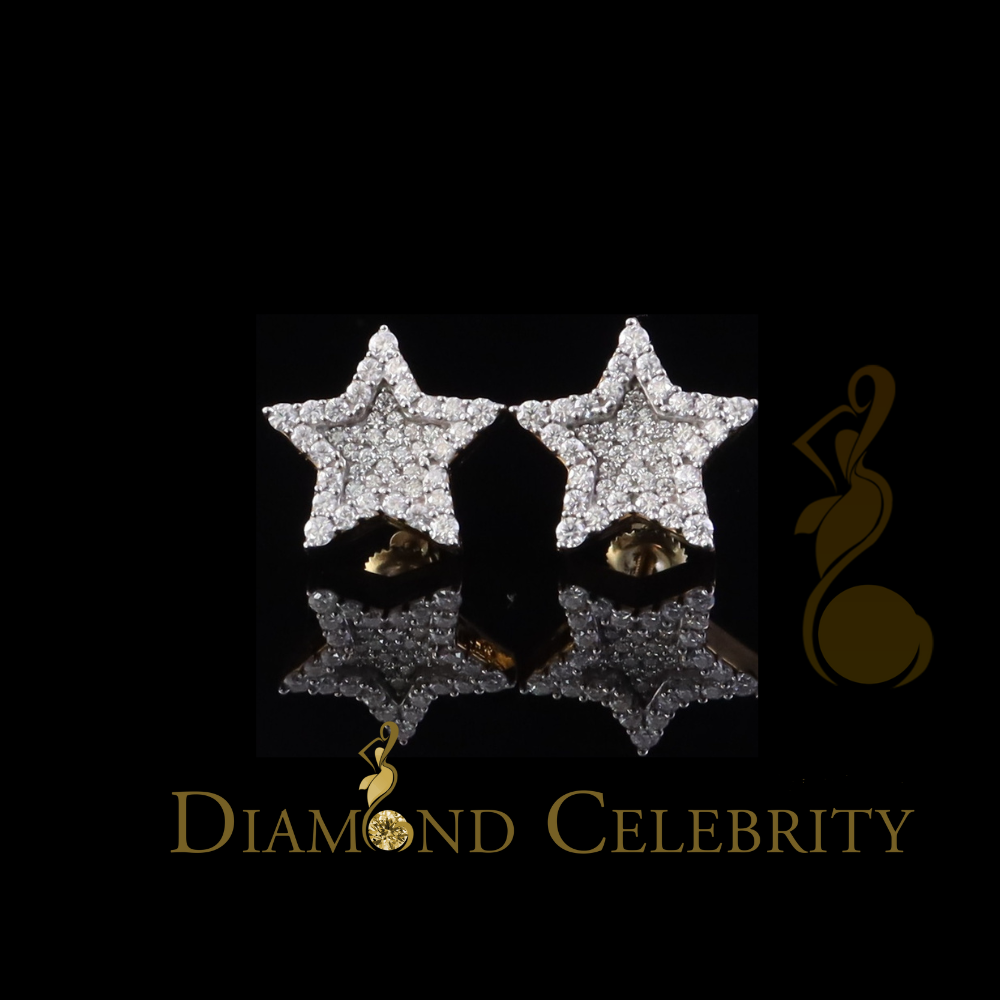 DiamondCelebritees 925 Yellow Silver 1.00ct VVS 'D' Moissanite Star Stud Earring Men's/Womens