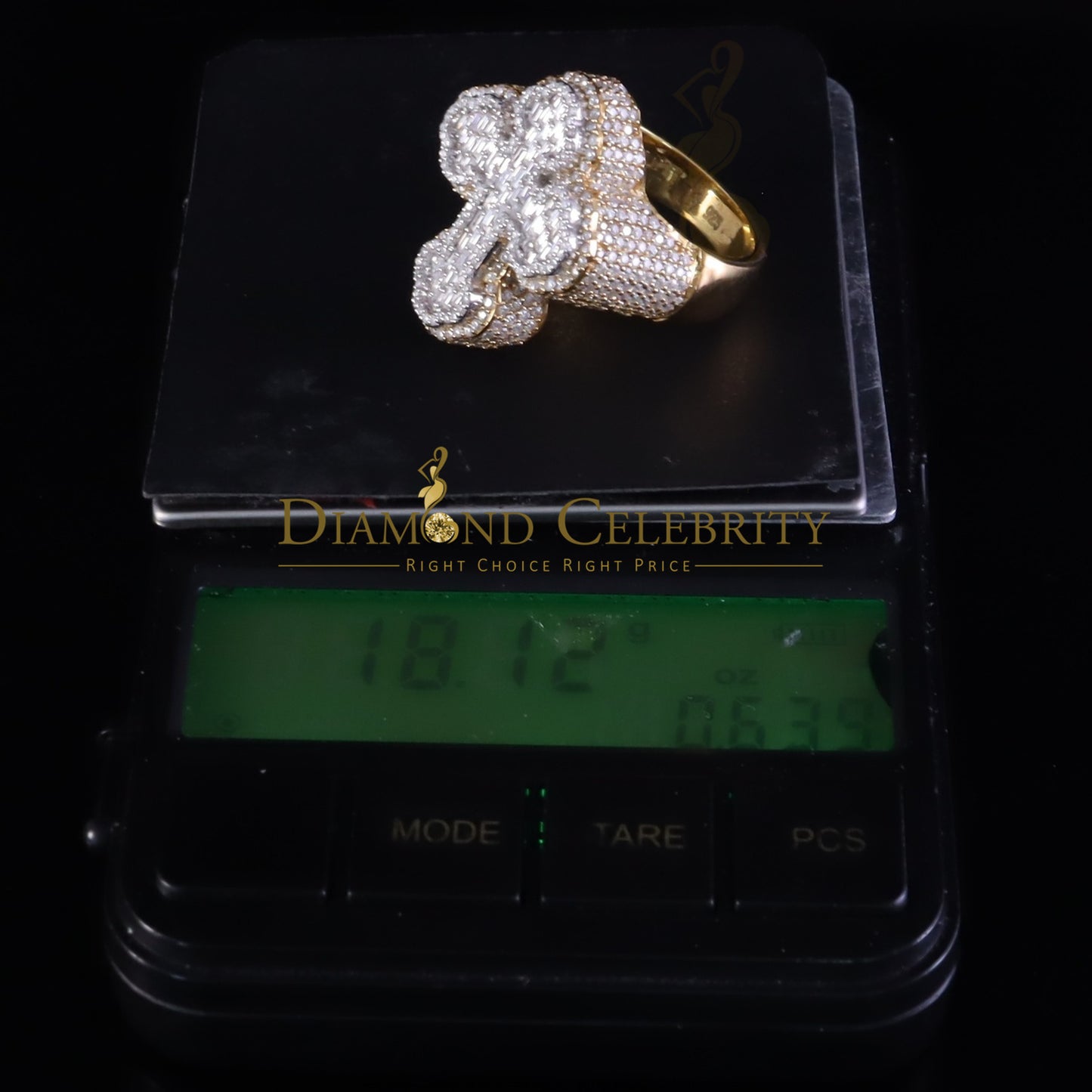 DiamondCelebritees New 925 Sterling Silver 6.00ct VVS D Moissanite Rings Size 10 Yellow Cross Men's