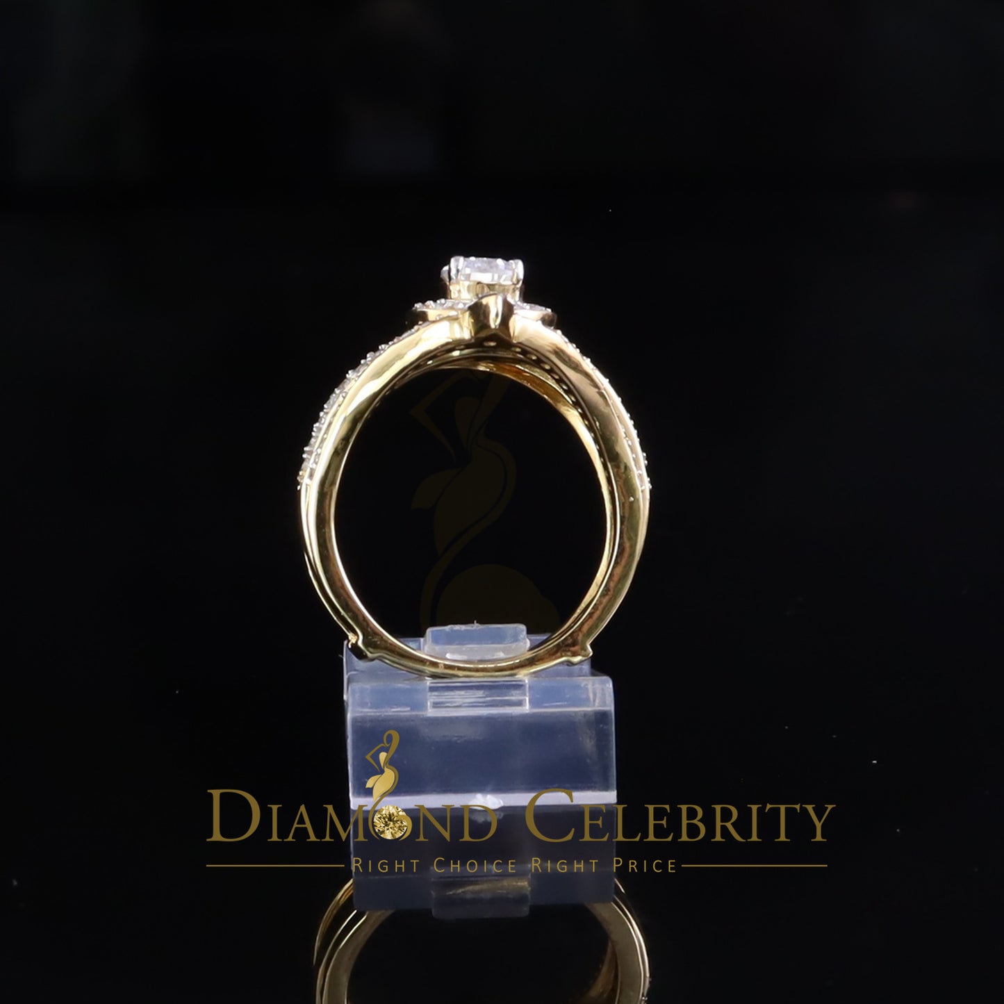 DiamondCelebritees 1.75ct Silver Yellow Enhancer Guard Wrap VVS D Pear Moissanite Women Ring Sz 7