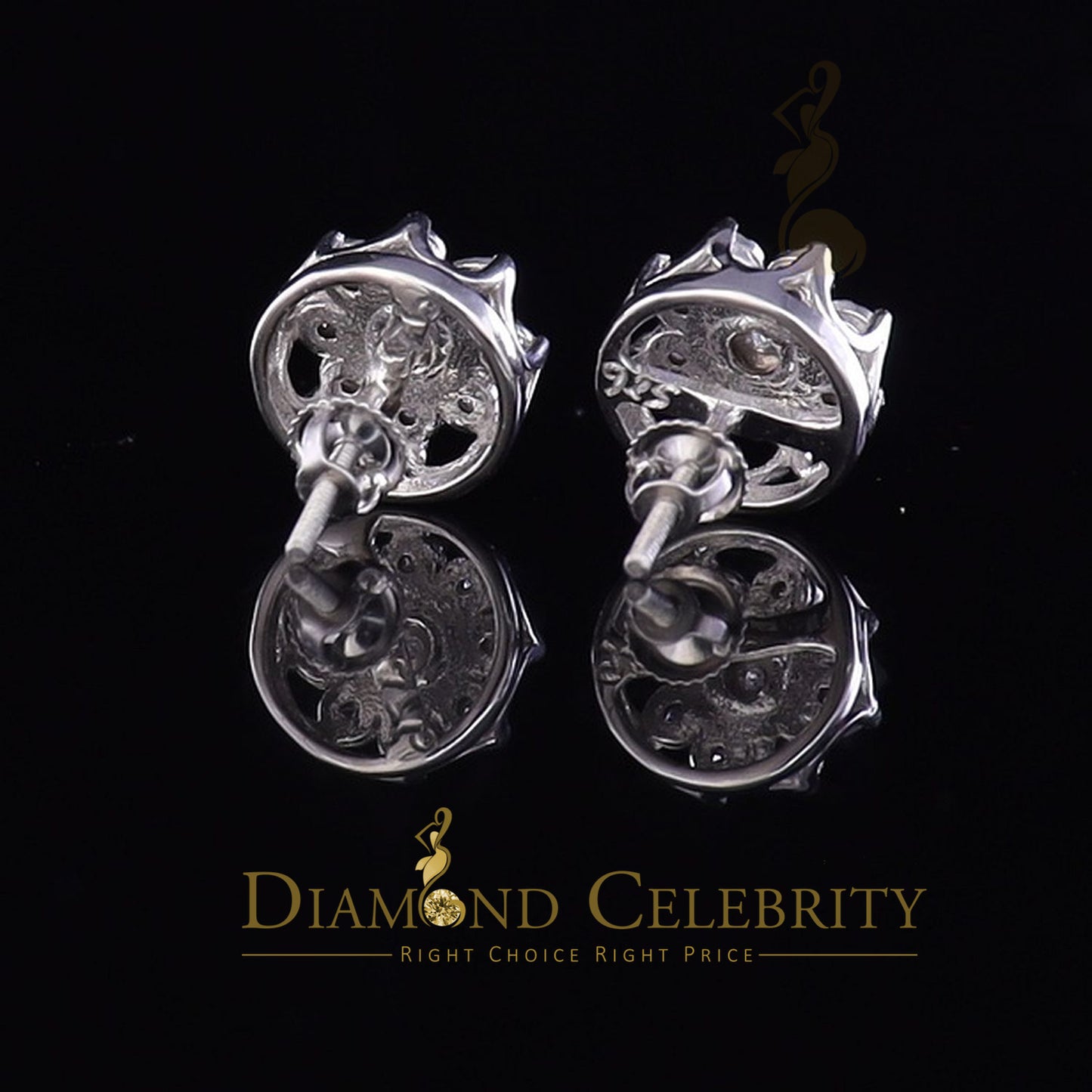 DiamondCelebritees 925 Sterling Silver Yellow 0.10ct Diamond For Men's & Women's Floral Earrings
