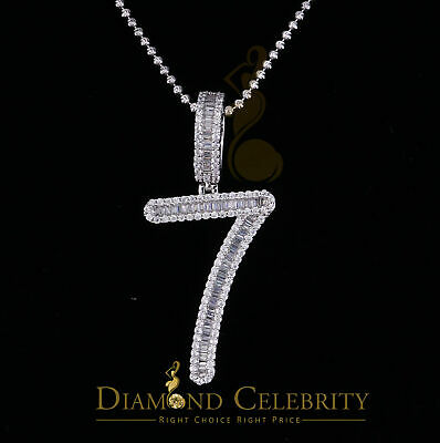 DiamondCelebritees White 925 Sterling Silver Numberic Number '7' Pendant with 3.66ct Cubic Zirconia