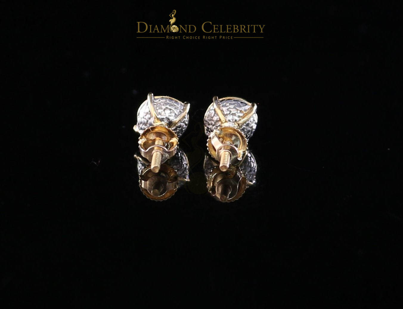 DiamondCelebritees 10K Real Yellow Gold with 0.10CT Real Diamonds stud Earrings Men's/Women's