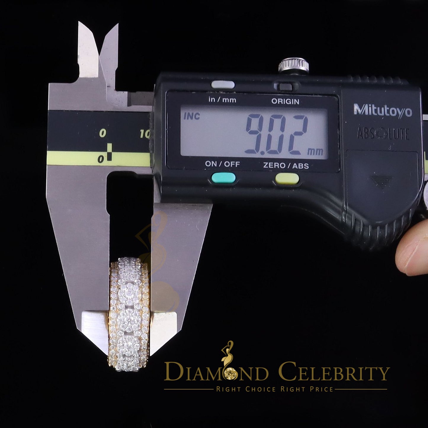 DiamondCelebritees 2.50ct Silver VVS'D Yellow Round Shape 925 moissanite Band Ring size 8 For Men's