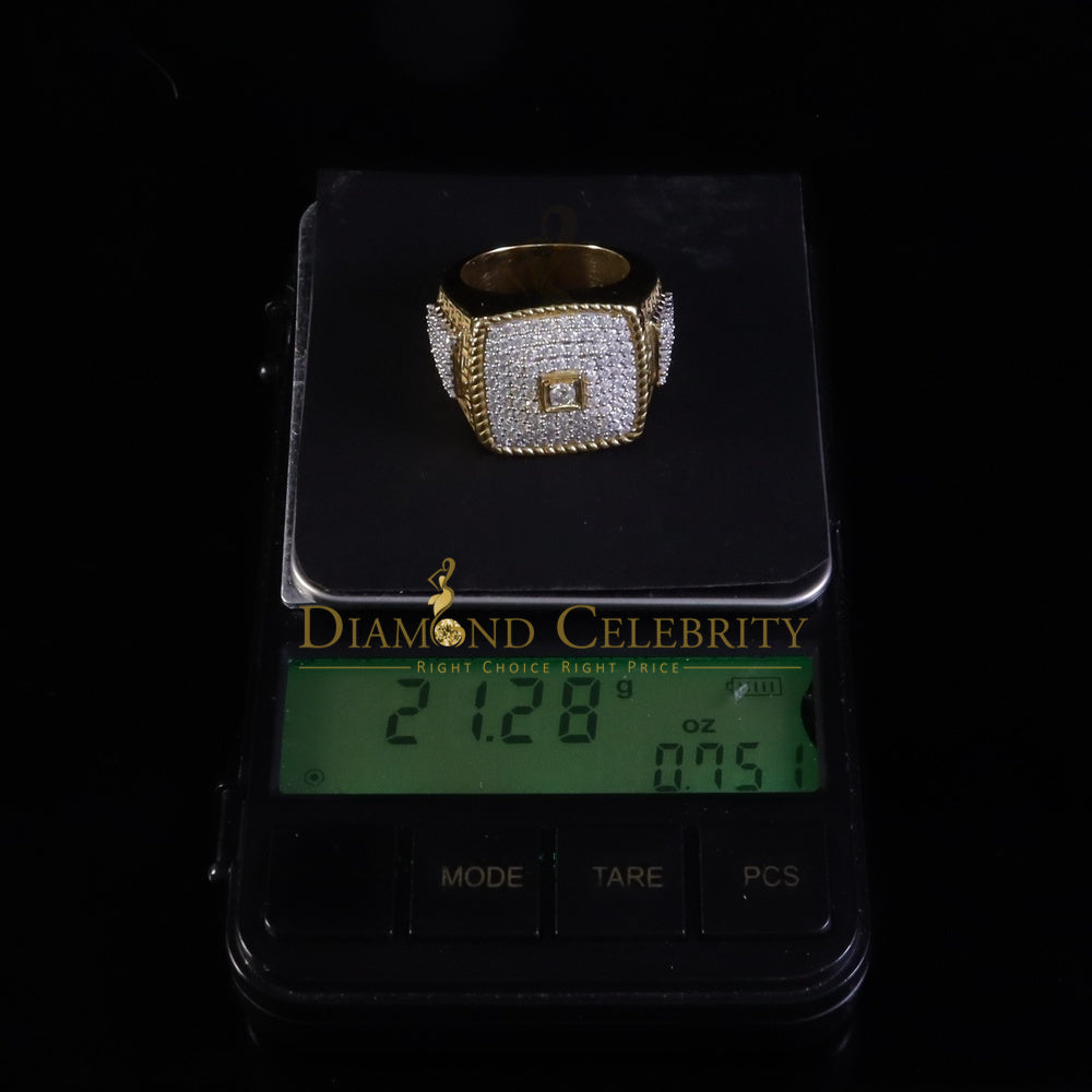 DiamondCelebritees Sterling Yellow Silver 3.00ct VVS 'D' Moissanite Square Rings Size 10 for Men's