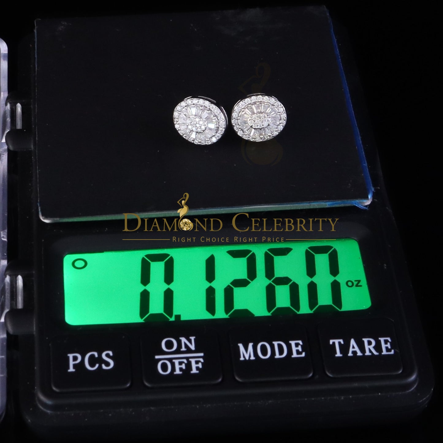 Diamondcelebritees 925 White Silver 1.00ct VVS 'D' Moissanite Oval Stud Earring Men's/Womens