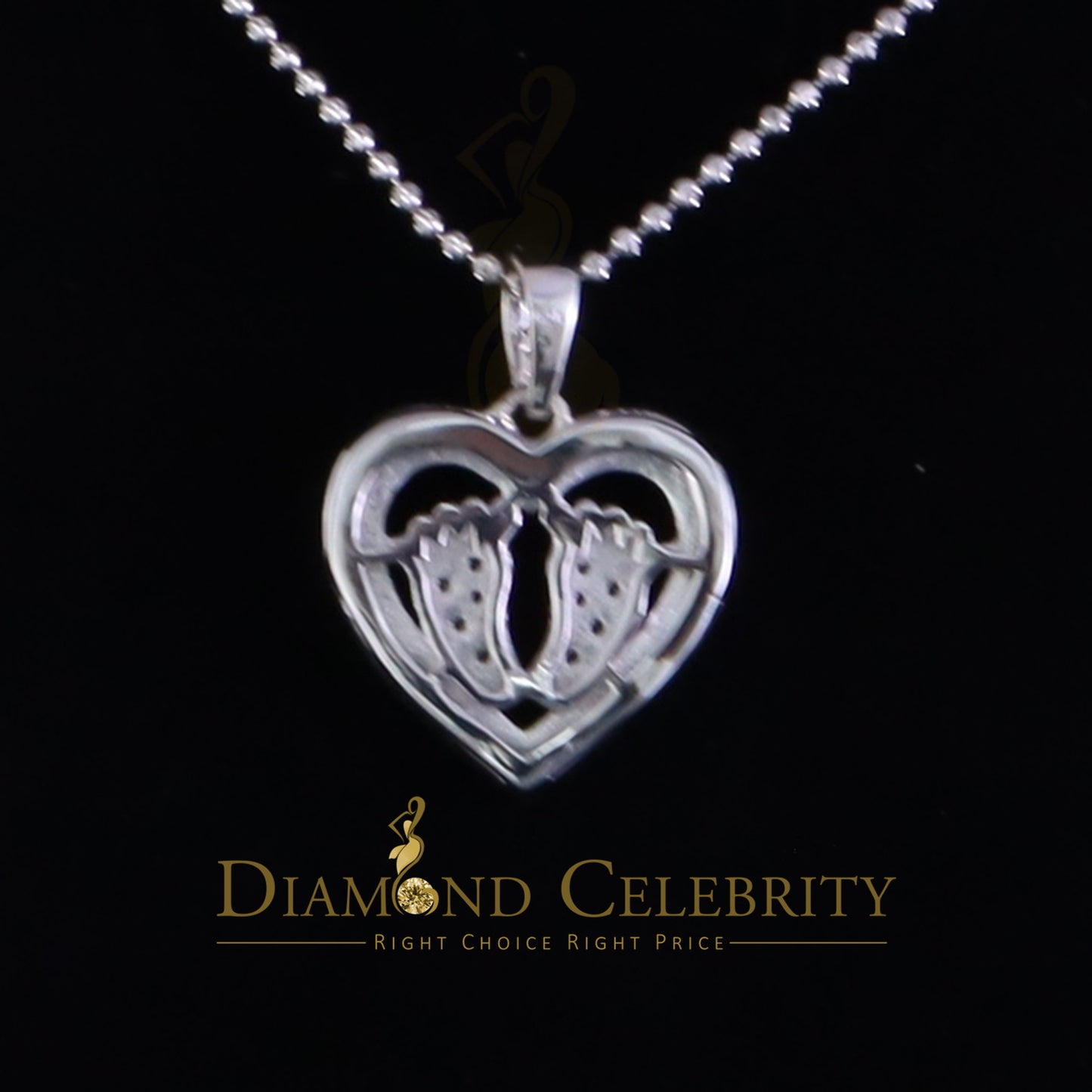 Diamondcelebritees 925 Silver White Heart Child feet 1.50ct Moissanite Mom Pendant For Women VVS D